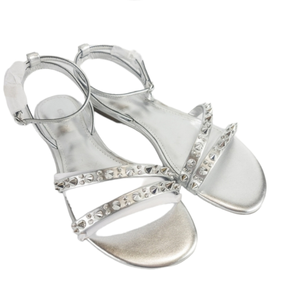 Guess Teagin Studded Strappy Sandals Silver -8 - Picture 6 of 8